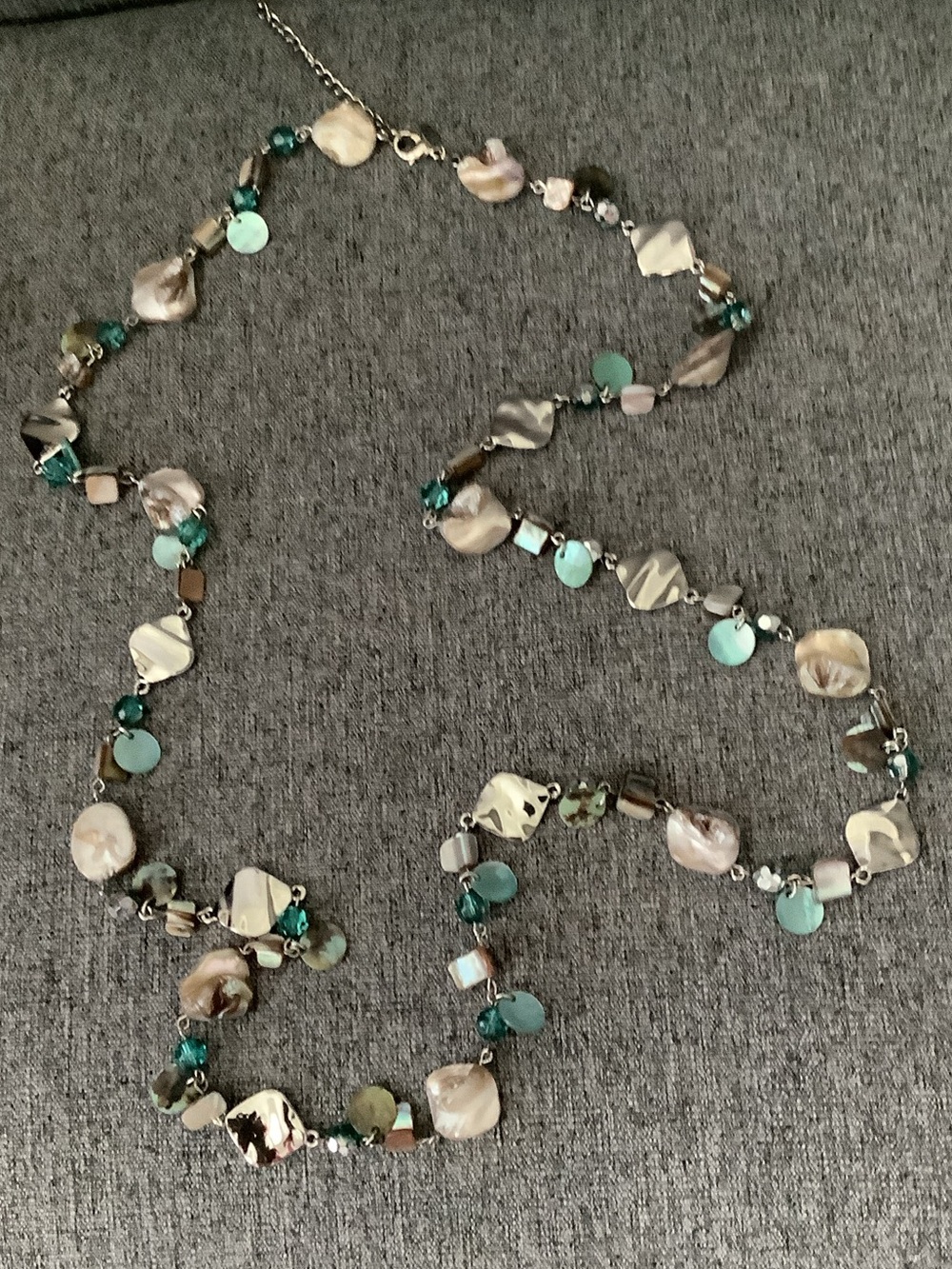 Lia Sophia Aqua and Natural Shell Long Layering Necklace - Picture 2 of 6